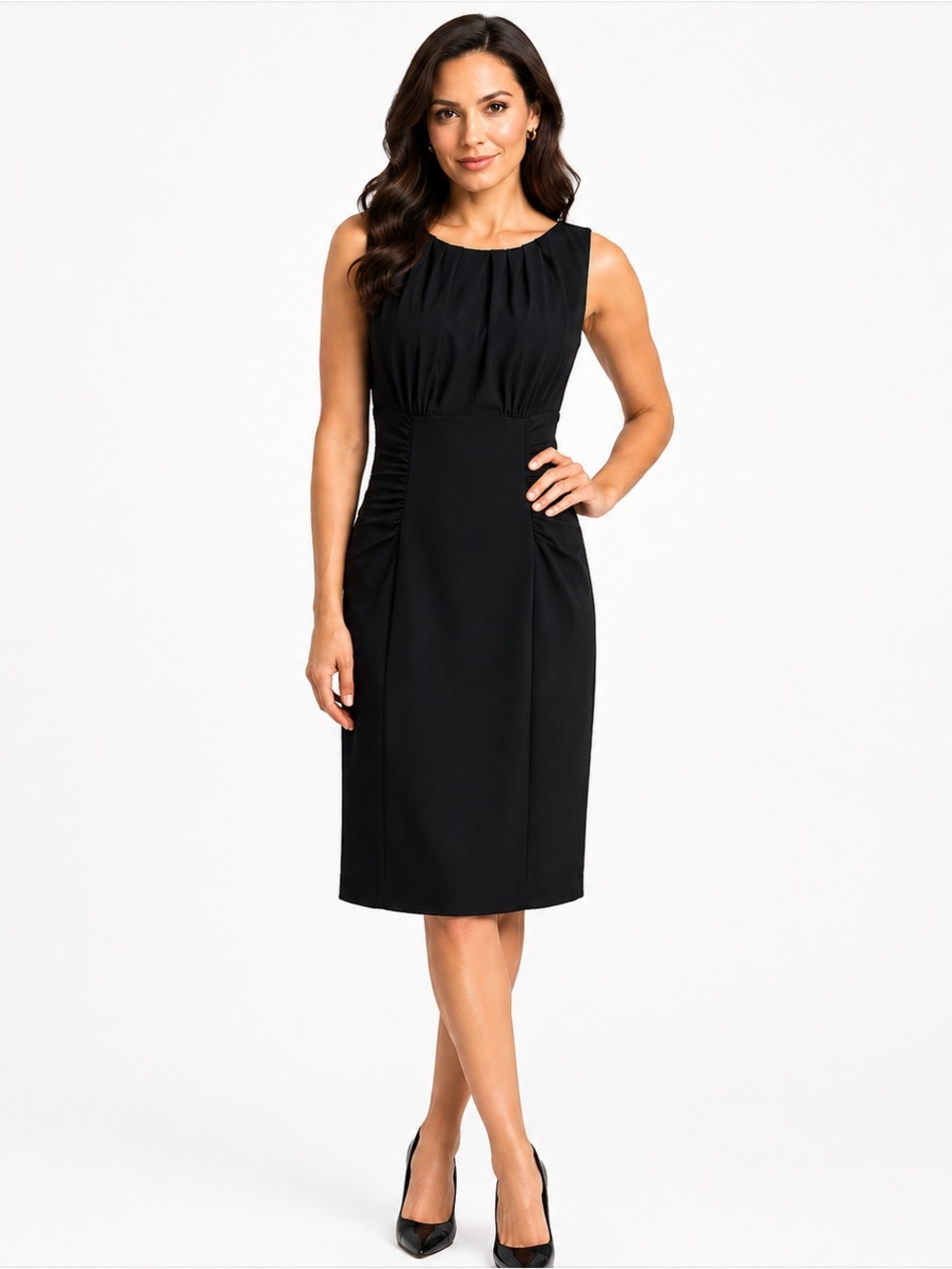 Kay Unger Women’s Classic Black Sleeveless Flattering Formal Party Dress Size 8